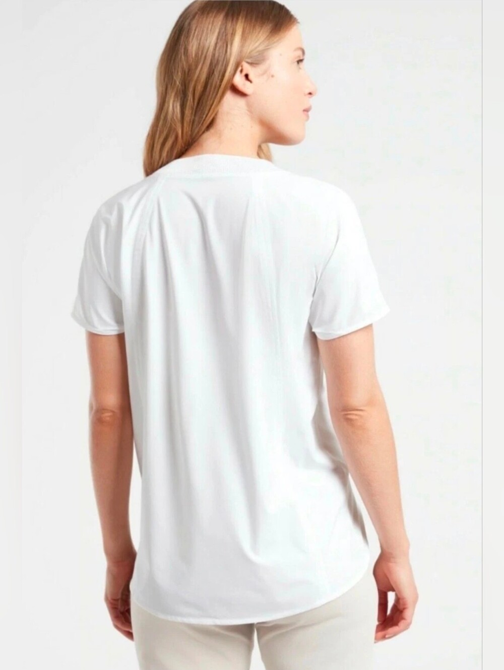 Athleta Zephyr V-Neck Tee White Size Medium NWT - Picture 2 of 11